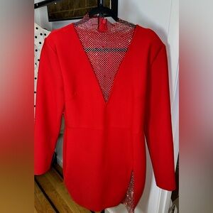Vibrant Red V-Neck Blazer